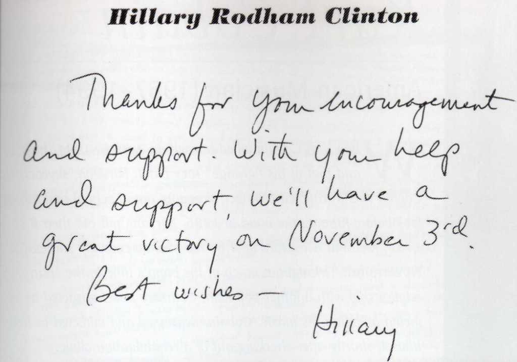 Hillary Clinton handwriting