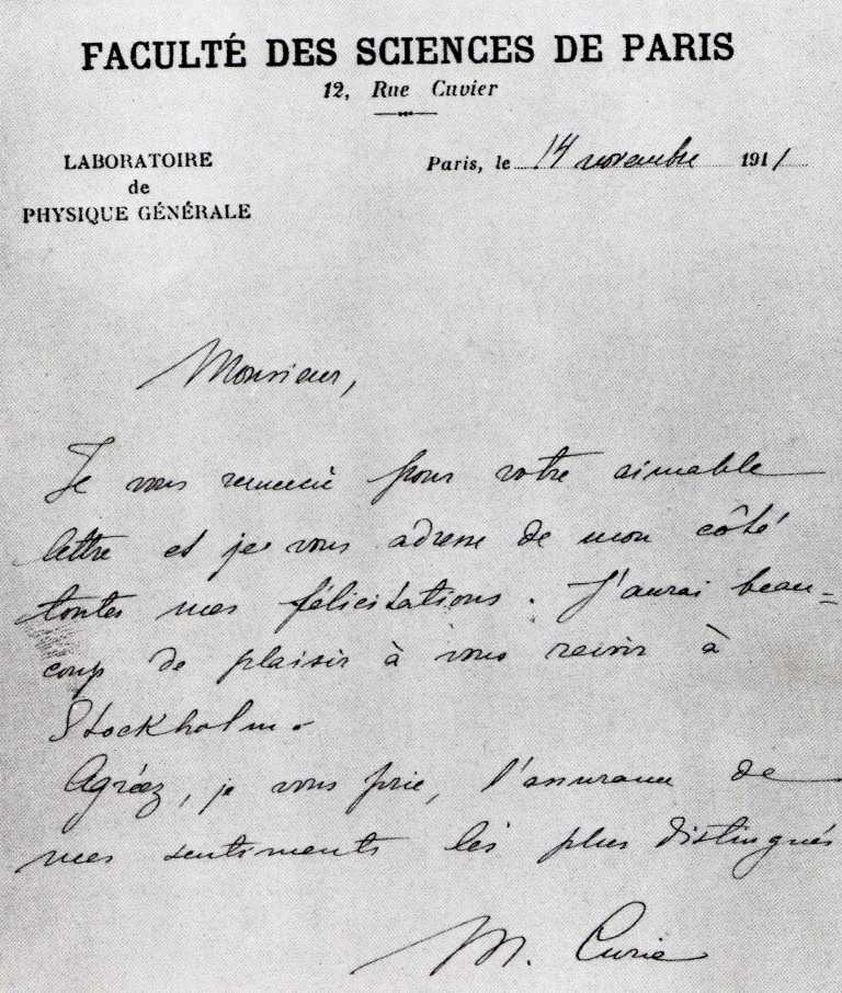 Marie Curie's Handwriting